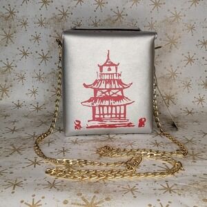 Silver and Red Pagoda Design Bag